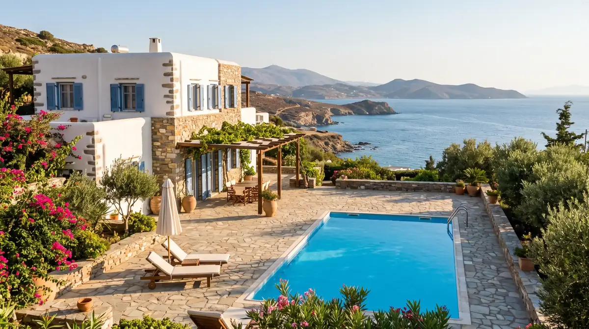Holiday villa with a pool and sea view in Crete